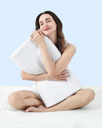 Подушка Elviros з піни з ефектом пам&39яті, регульована ергономічна подушка для полегшення болю в шиї, ортопедична подушка для підтримки шиї для сну на боці та на спині, знімний дихаючий чохол, білий