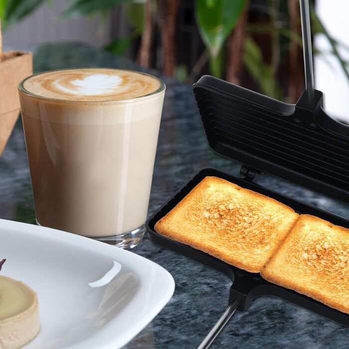 Сендвіч-машина з антипригарним покриттям Кемпінг з 4 знімними ручками Портативна бутербродниця для багаття Гірська пирогівниця Обладнання для приготування багаття