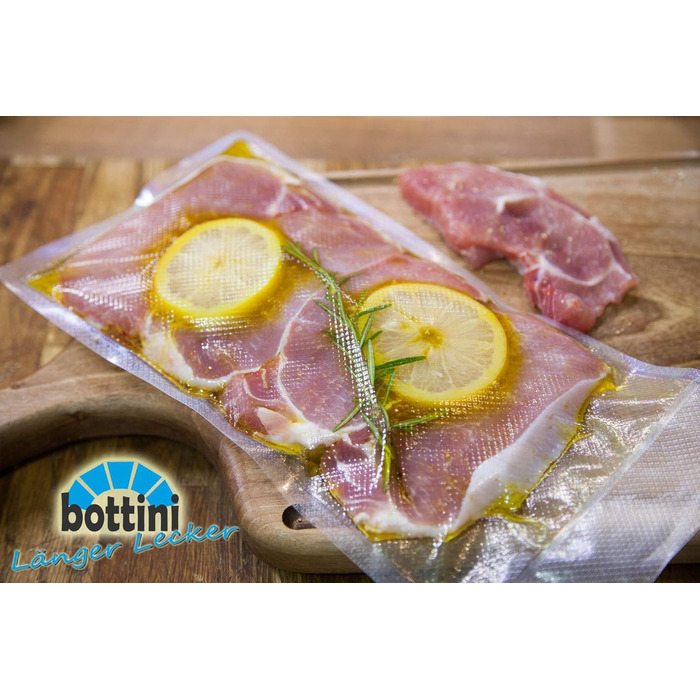 Вакуумні рулони BOTTINI 20x600 см, пакети з фольги PREMIUM, sous vide, для кожного ущільнювача фольги та вакуумного пакувальника, рулони з фольги для харчових продуктів, 4