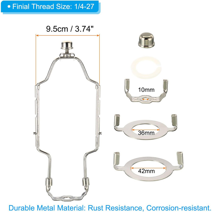 Комплект лампи Арфа з регульованим хвостом абажура Кронштейн Тримач з основою освітлення 3/8 IP E14 E26 E27 для настільного торшера Срібло, 8 9 10 11