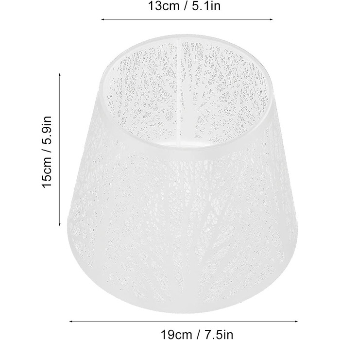 Міні абажур E27/E26, абажур торшер, 19x15x13 см, кований абажур, з ламінованим абажуром у формі лісового дерева, 5.1 Верх x 17.5 Низ x 5.9 (Білий)