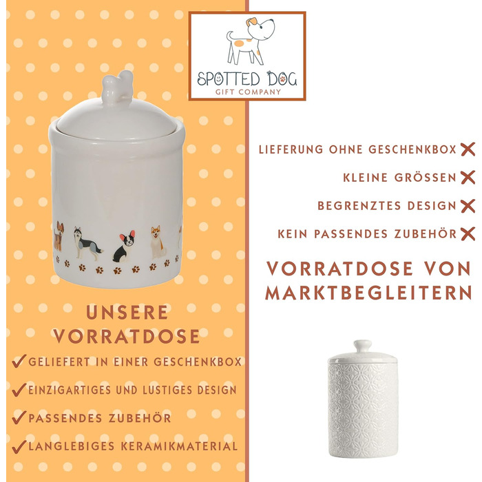 Керамічна банка для зберігання Spotted Dog Gift Company, керамічна банка з кришкою, контейнер для зберігання, банка з мотивом собаки, декор для кухні з собакою, кухонний аксесуар та подарунок для власників собак