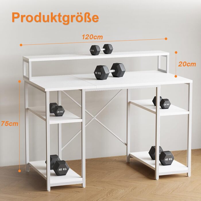 Стіл Devoko з підставкою для монітора, комп'ютерний стіл з полицями, офісний стіл з книжковою полицею, комп'ютерний стіл для мален