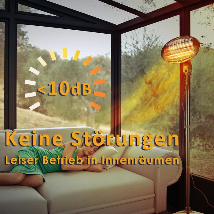 Електричний кварцовий обігрівач для саду та патіо DONYER POWER 2 кВт, водонепроникний, окремостоячий, для зовнішнього використання