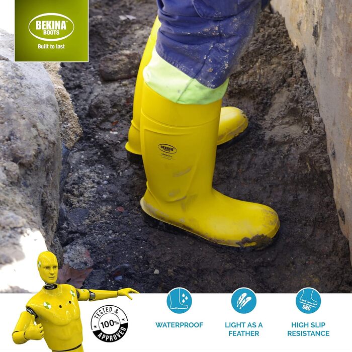 Чоловічі та жіночі рибальські чоботи Steplite Easygrip S5 зі сталевим носком та сталевою підошвою, нековзні, промислові робочі чоботи, легкі як пір&39їнка, ізолюють до -20 градусів, жовті, EU 42