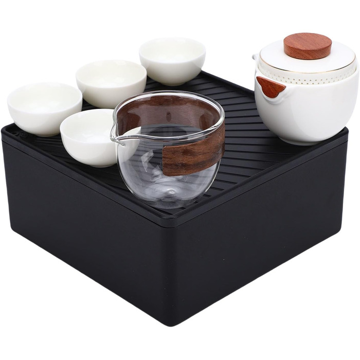 Китайський чайний сервіз RiToEasysports для подорожей, керамічний набір для чаювання в стилі кунг-фу з чайником, чашками та зручним кейсом для зберігання, ідеальний для поціновувачів чаю