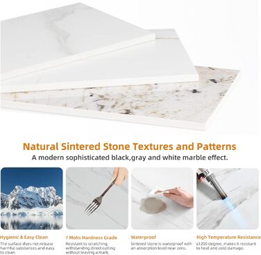 Круглий обідній стіл FATIVO, мармур, 80 см, невеликий кухонний стіл для 2 осіб, білий глянцевий, скандинавський стиль, обідній стіл для ресторанів, металеві ніжки