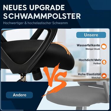 Ергономічне офісне крісло DUMOS з поперековою опорою, регульованими підлокітниками, обертове крісло, офісне крісло з регульованою висотою, підходить для офісу та спальні (чорне) Basic-black