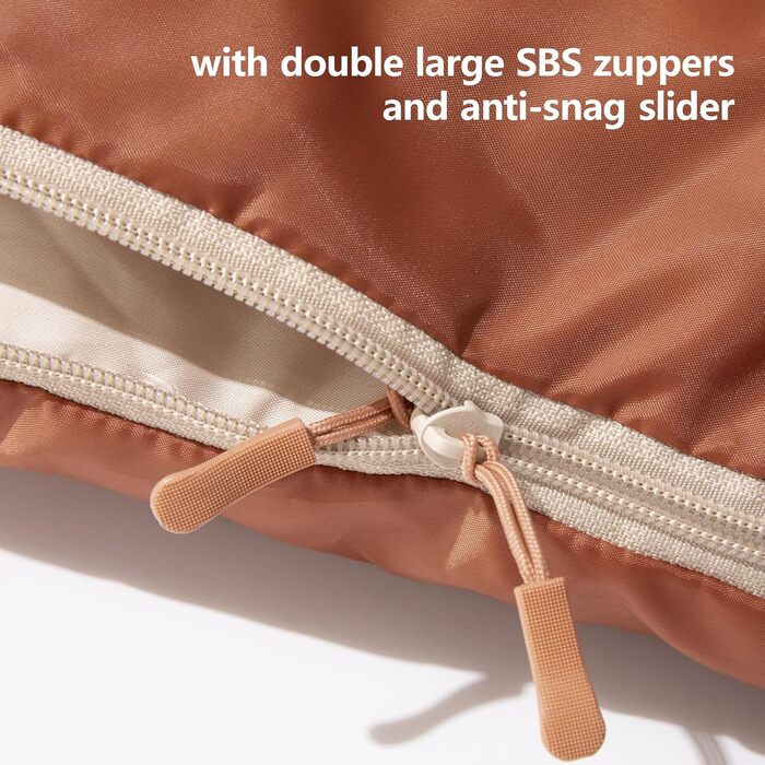 Спальний мішок BISINNA XXL для великих дорослих, спальний мішок на 3-4 сезони, зимовий теплий спальний мішок для активного відпочинку на природі, широкий спальний мішок для кемпінгу великих розмірів, помаранчевий, 1,5 кг, блискавка зліва