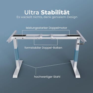 Каркас столу VESKA з регульованою висотою - Каркас столу - Каркас офісного столу з подвійним двигуном, електричним регулюванням висоти, сенсорним екраном та функцією пам&39яті (антрацит)