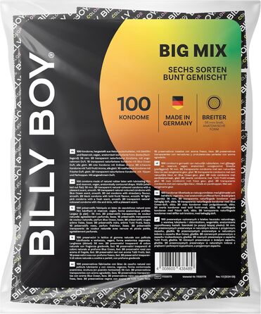 Презервативи BILLY BOY Big Mix, 200 шт. 56 мм Мікс презервативів широкого крою Різні кольори (2 x 100 шт. )