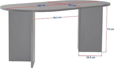 Елегантний білий обідній стіл, 180 x 75 x 89,5 см ДСП з 100 меламіновим покриттям, товщина 25 мм Ідеально підходить для сучасних обідніх приміщень, дерево, білий колір