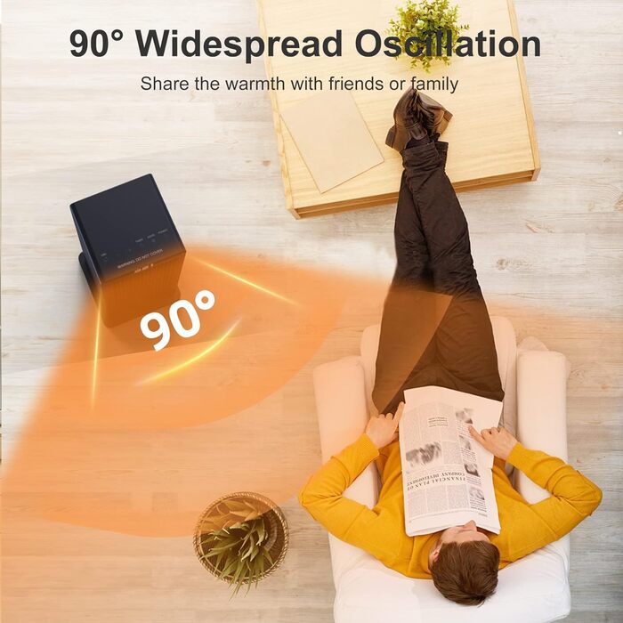 Тепловентилятор OMISOON 2000 Вт, енергозберігаючий безшумний тепловентилятор ECO, керамічний нагрівач PTC електричний з коливанням