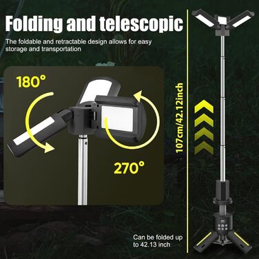 Багатофункціональний магнітний світлодіодний кемпінговий ліхтар OBEST ємністю 12000 мАг, бездротове освітлення будівельного майданчика, лампа для намету з регульованою яскравістю, портативний блок живлення із сигналом екстреної допомоги SOS та індикатором