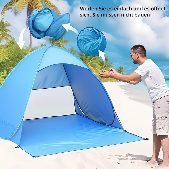 Розкладний пляжний навіс XXL із захистом від ультрафіолету 50, сонцезахисний навіс для 3-5 осіб, більший розкладний пляжний навіс 200x165x130 см, коричневий