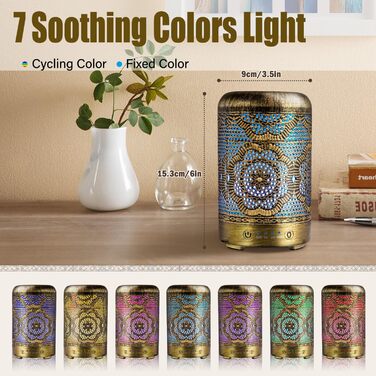 Мл Металевий дифузор для ефірних олій 7 кольорів Light Aromatherapy Golden, 100