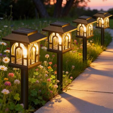 Сонячні садові ліхтарі NEEMO з 8 предметів, вінтажні сонячні ліхтарі для зовнішнього використання з теплим білим вольфрамовим світлом, водонепроникні сонячні садові ліхтарі IP65 для зовнішнього патіо, газону, подвір&39я, балкону.