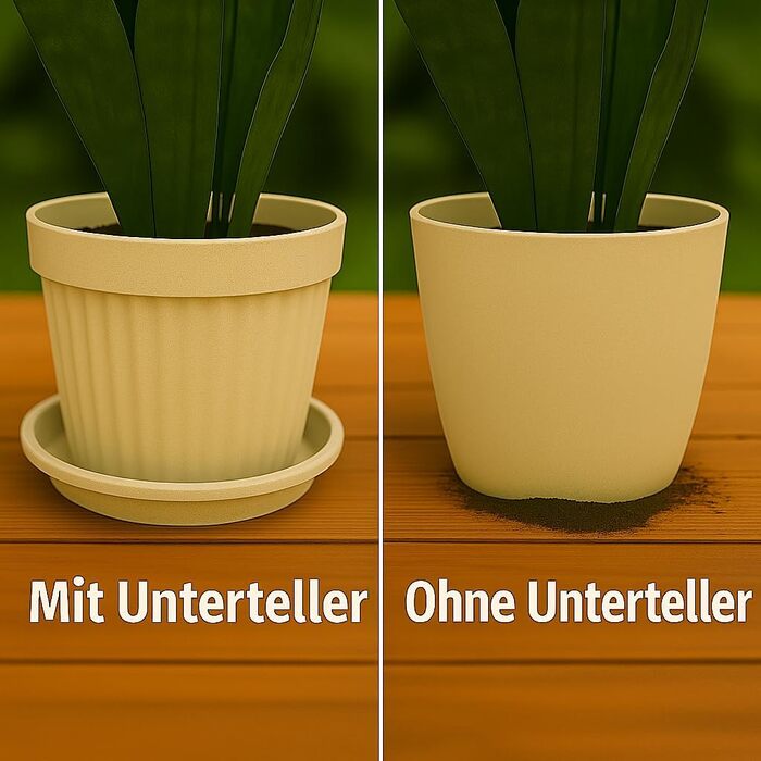 Набір із 5 блюдець для квіткових горщиків для дому та саду, пластикові, блюдця для рослин для використання в приміщенні та на вулиці, блюдця для рослинних горщиків, різні розміри та кольори (бежевий, 32 см зовнішній / 25 см внутрішній) 32 см бежевий