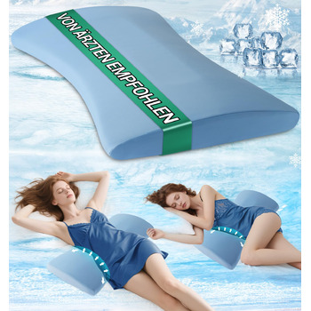 Ортопедична подушка для поперекової підтримки, ергономічна спинка та поперекова підтримка з піни з ефектом пам&39яті для ліжка та дивана розвантаження попереку охолоджувальна, знімна, чохол можна прати, синій