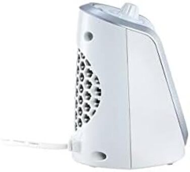 Керамічний вентилятор-обігрівач EWT DDF 250 Вт, компактний настільний пристрій з USB-портом та термостатом, функцією заряджання смартфона, обігрівач зі світлодіодним підсвічуванням, плавне регулювання потужності, 250 Вт, білий