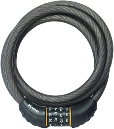 Тросовий замок Master Lock 8122D, налаштуйте власний велосипедний замок з цифровою комбінацією, довжина 1,8 м, чорний