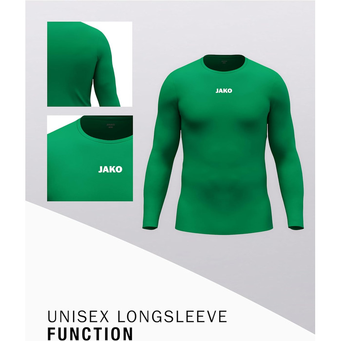 Футболка JAKO Function з довгим рукавом унісекс, розмір L, зелена