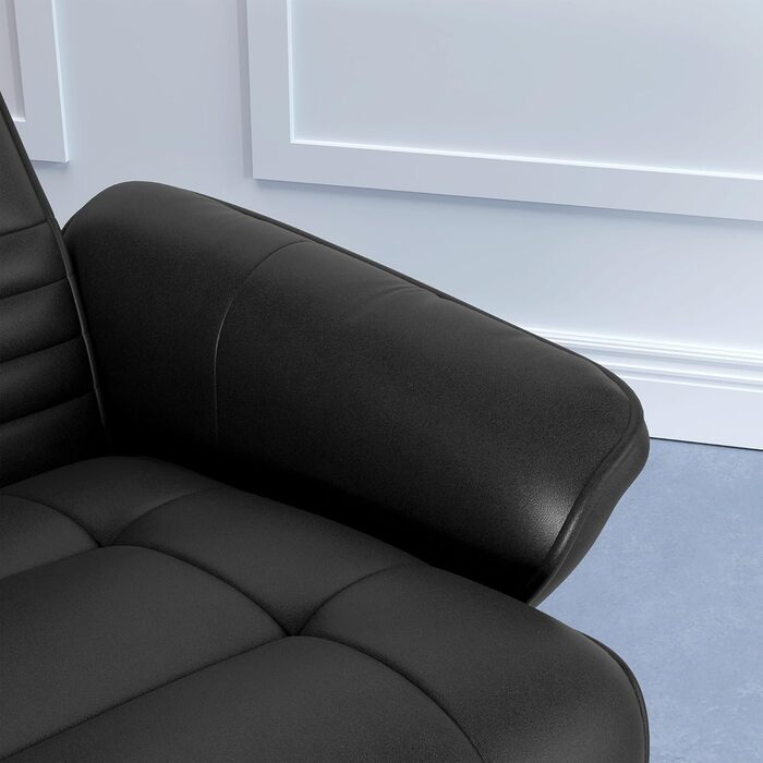 Крісло-реклайнер HOMCOM з підніжкою, поворотне на 360 крісло для телевізора з функцією відкидання, м&39яке крісло для телевізора з мікрофібровим ефектом для вітальні, чорний, чорна тканина з мікрофібри (100 поліестер)