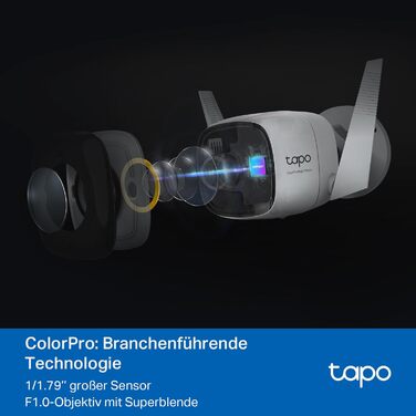 Зовнішня камера спостереження Tapo C325WB, нічне бачення ColorPro, обєктив із супердіафрагмою, висока роздільна здатність 2K, виявлення AI, виявлення руху, IP66, сповіщення про тривогу, двосторонній аудіо