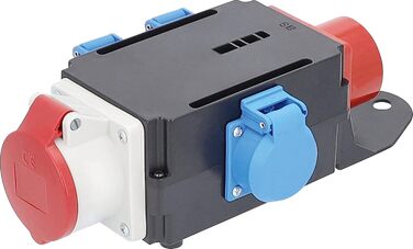 Як - Розподільна коробка високої напруги Schwabe MIXO вилка CEE 400 В/16 А/5-контактна, приблизно 11 кВт - адаптер живлення - 3 x Schuko, 1 x розетка CEE 400 В, 16 А, 5-контактна - електростанція для будівельного майданчика - Зроблено в Німеччині IP44, 60