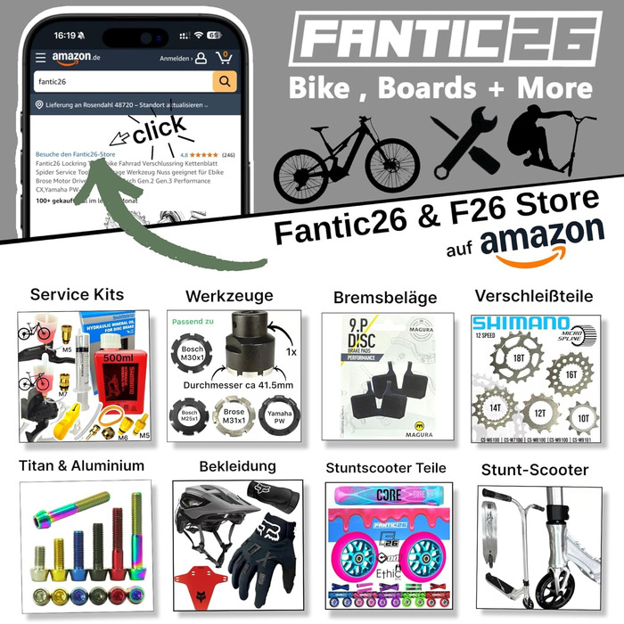 Інструмент Fantic26 Lockring Tool Ebike Bicycle Lockring Chainring Spider Service Tool Інструмент для розбирання Гайка Підходить для Ebike Brose Motor Drive S/Mag для Bosch Gen.2 Gen.3 Performance CX, Yamaha PW-X