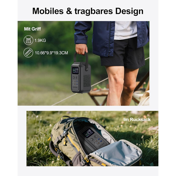 Портативна електростанція 60 000 мАг AsperX, мобільна електростанція потужністю 140 Вт для кількох пристроїв, сонячний генератор для кемпінгу з аварійною лампою, акумулятор LiFePO4 ємністю 192 Втгод, накопичувач енергії для подорожей, портативний зовнішні