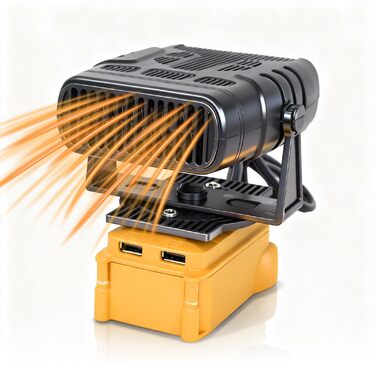 Портативний бездротовий вентилятор-обігрівач потужністю 200 Вт з 2 режимами температури та USB-портами для заряджання, сумісний з літій-іонними акумуляторами 20 В/60 В (акумулятор не входить до комплекту)