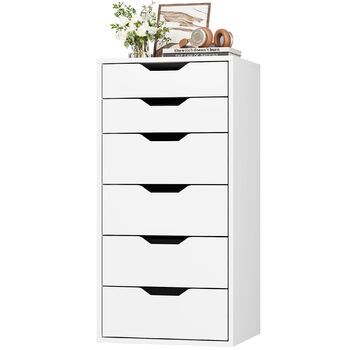 Комод з 6 шухлядами, вузький комод для спальні, вітальні, офісу, передпокою, 45x40x90,5 см, білий