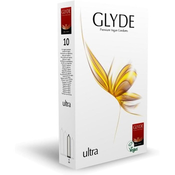Веганські презервативи Glyde Ultra Natural 10 без казеїну, сертифіковані Vegan Flower.
