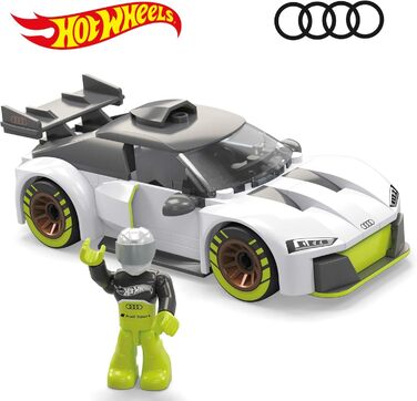 Конструктор MEGA HOT Wheels Audi R8 LMS GT2-73 деталі з рухомим гонщиком, для дітей від 5 років, HKF93