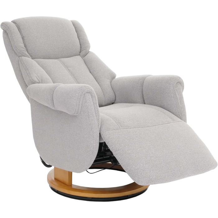 Крісло для відпочинку MCA підйомник HWC-N58, Крісло для телевізора з підставкою для ніг, тканина букле, дерево - сірий, натуральне дерево