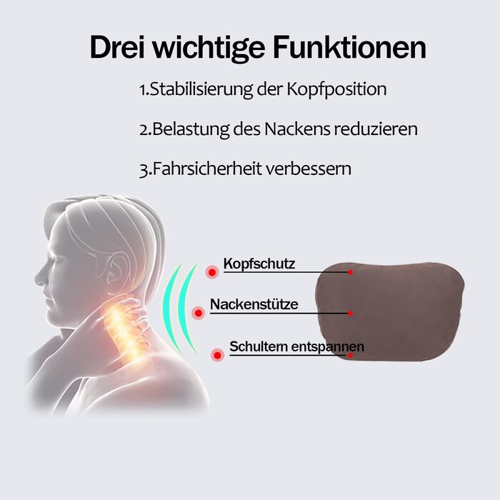 Набір з 2 подушок для шиї автомобіля, підтримка шиї в підголівнику, подушка для підтримки шиї з суперфібри, поліестер на рослинній основі, 30x19 см, багаторазова та регульована (чорна)