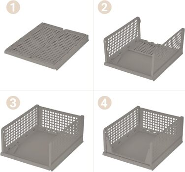 Набір органайзерів для гардеробу, 3 шт. (складані та штабелюються) коробки-органайзери для гардеробу, компактні пластикові коробки для зберігання підходять для гардеробних, ванних кімнат, кухонь та офісів бежевий