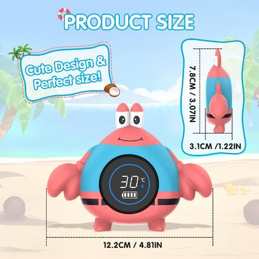 Дитячий термометр Babyelf, безпечний акумуляторний термометр для ванни, плаваюча іграшка для дитячого басейну для ванни з попередж