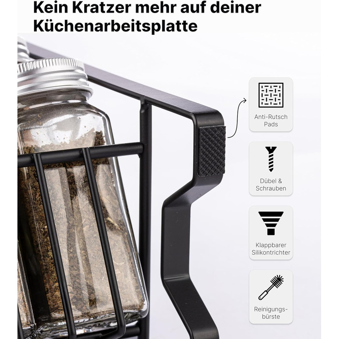 Підставка для спецій Deco haus, настінна та настінна З БАНКАМИ ДЛЯ СПЕЦІЙ ТА ЕТИКЕТКАМИ - Органайзер для спецій - Органайзер для підставок для спецій - Підставка для спецій - Підвісна система підставок для спецій - Зберігання спецій - Банки для спецій з п