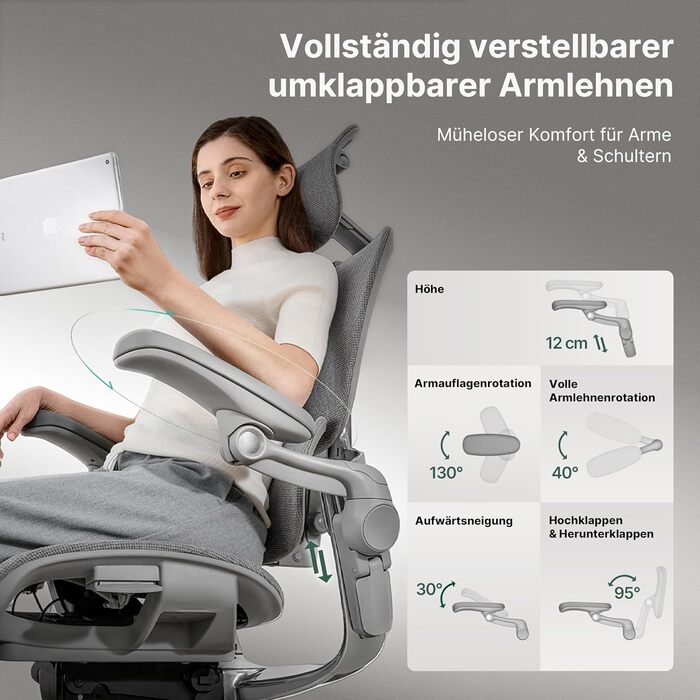 Ергономічне офісне крісло HINOMI H2 Pro з поперековою опорою, регульованим підголівником та підлокітниками, вантажопідйомність 150 кг, дихаюча сітка, обертове крісло для дому та офісу, ергономічне робоче крісло (чорне)