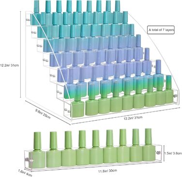 Шарів акриловий лак для лаку Тримач для нігтів, прозорий акриловий лак для нігтів Підставка Дисплей для лаку Тримач для гелю Коробка для зберігання Косметичний дисплей, 7