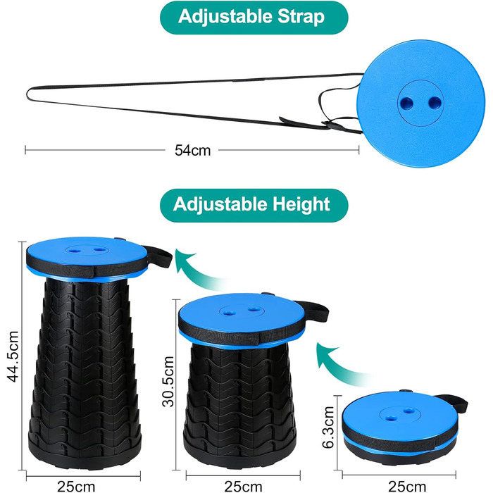 Портативний складаний стілець Auspicious - регульований по висоті та складний, легкий кемпінговий стілець для використання в приміщенні та на вулиці, ідеально підходить для кемпінгу, саду, кухні, походів, риболовлі, барбекю, вантажопідйомність 397 фунтів 