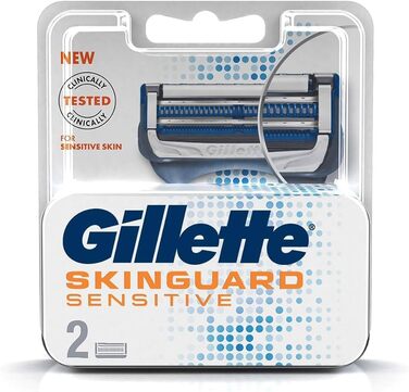 Леза для бритв Gillette SkinGuard Sensitive для бритв, 4 змінних леза для вологих бритв чоловіків із захистом шкіри, виробництво Німеччина