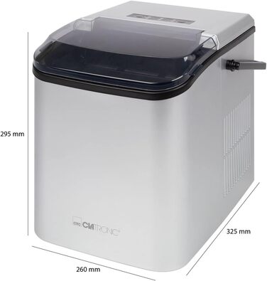 Машина для виробництва кубиків льоду Кубики льоду через 10 хвилин Самоочищення для великих і маленьких кубиків 12 кг/24 год Льодогенератор Резервуар для води 1,5 літра EWB 3785 Silver - Знята з виробництва модель