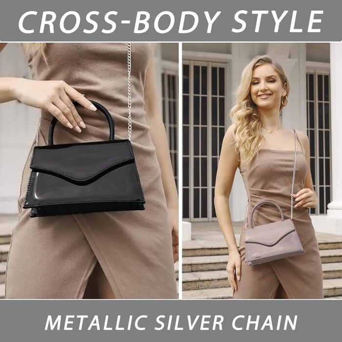 Жіноча вечірня сумка Milisente зі штучної лакованої шкіри для весілля, маленька сумочка-клатч з ланцюжком через плече, чорна