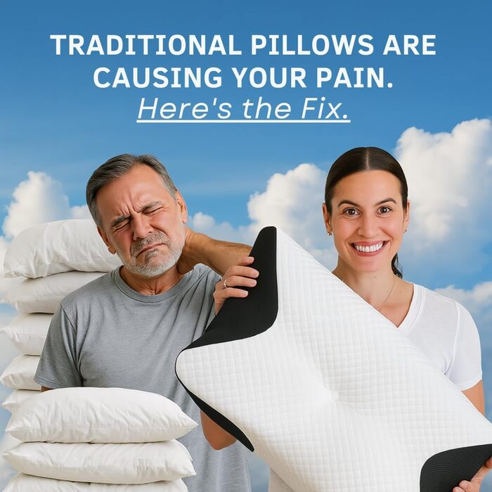 Подушка Skelda Remium Relief, новинка 2026 року. Ергономічна подушка для сну Skelda зі знімним чохлом, комфортна подушка з піни з ефектом пам&39яті, регульована, дихаюча, подушка з підтримкою шиї для сну на боці та на спині, біла.
