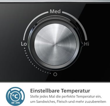 Контактний гриль Philips антипригарне покриття, регулювання температури 60C200C, розкладний корпус 180