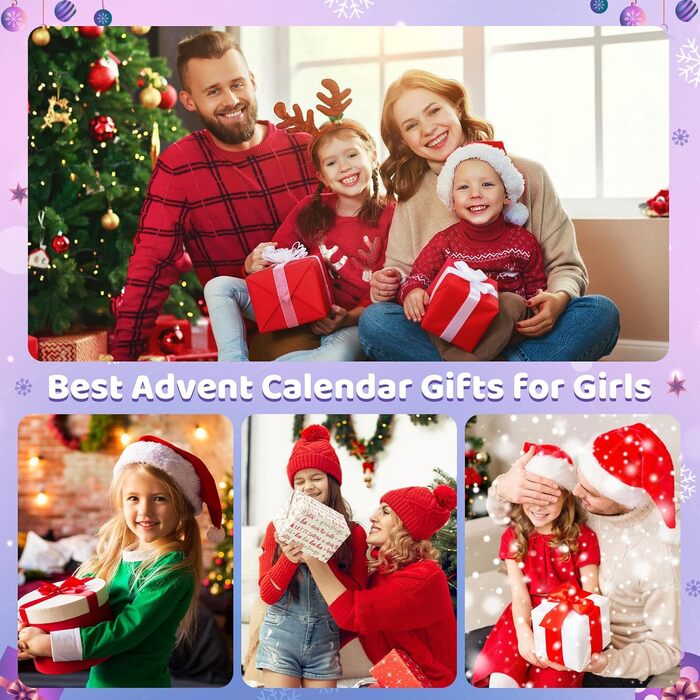 Адвент-календар Hymarvo 2025 Прикраси для дівчаток, рожево-фіолетовий