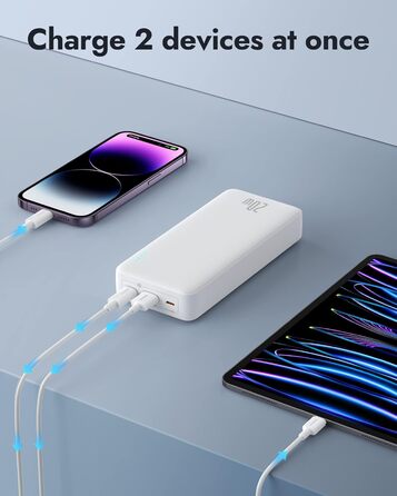 Зовнішні акумулятори для мобільних телефонів PD QC Charger with USB C in&out, Powerbank USB C Small для iPhone 15 14 13 12 11 Sams